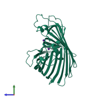 PDB entry 3vy8 coloured by chain, side view.