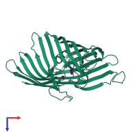 PDB entry 3vy8 coloured by chain, top view.