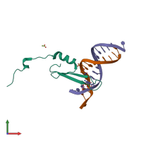 PDB entry 3vyb coloured by chain, front view.