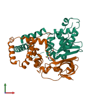 PDB entry 3vyh coloured by chain, front view.