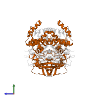Cobalt-containing nitrile hydratase subunit beta in PDB entry 3vyh, assembly 1, side view.