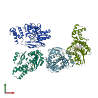 PDB entry 3vyw coloured by chain, front view.