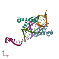 PDB entry 3vyy coloured by chain, front view.
