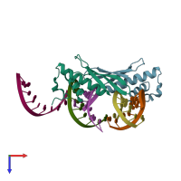 PDB entry 3vyy coloured by chain, top view.