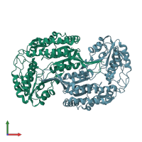 PDB entry 3vz1 coloured by chain, front view.