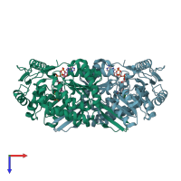 PDB entry 3vz3 coloured by chain, top view.