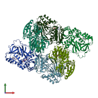 PDB entry 3vzd coloured by chain, front view.