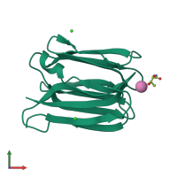 PDB entry 3vzg coloured by chain, front view.