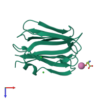 PDB entry 3vzg coloured by chain, top view.