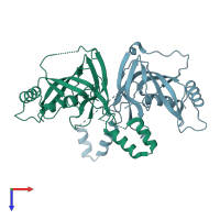 PDB entry 3vzi coloured by chain, top view.