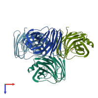 PDB entry 3vzj coloured by chain, top view.