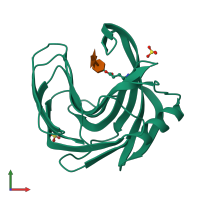 PDB entry 3vzo coloured by chain, front view.