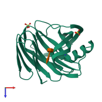 PDB entry 3vzo coloured by chain, top view.