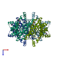 PDB entry 3vzp coloured by chain, top view.