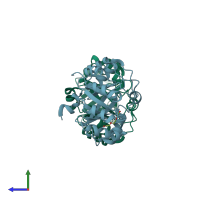 PDB entry 3w01 coloured by chain, side view.