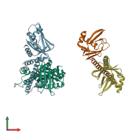 PDB entry 3w03 coloured by chain, front view.