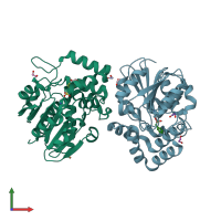 PDB entry 3w05 coloured by chain, front view.