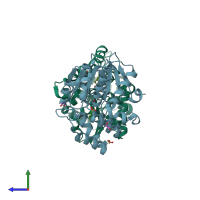 PDB entry 3w05 coloured by chain, side view.