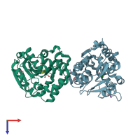 PDB entry 3w05 coloured by chain, top view.