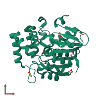 PDB entry 3w06 coloured by chain, front view.