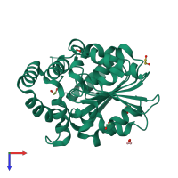 PDB entry 3w06 coloured by chain, top view.