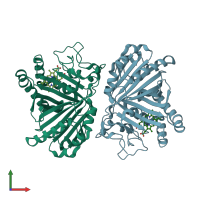 PDB entry 3w08 coloured by chain, front view.