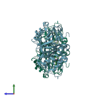 PDB entry 3w08 coloured by chain, side view.
