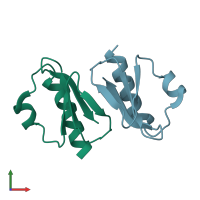 PDB entry 3w0d coloured by chain, front view.