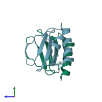 PDB entry 3w0d coloured by chain, side view.
