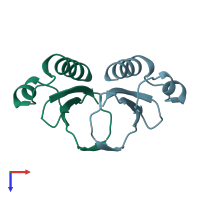 PDB entry 3w0d coloured by chain, top view.