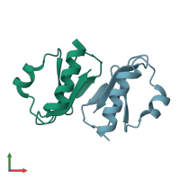 PDB entry 3w0e coloured by chain, front view.