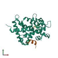 PDB entry 3w0i coloured by chain, front view.