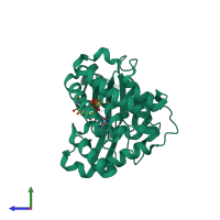 PDB entry 3w0s coloured by chain, side view.