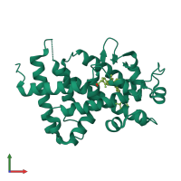 PDB entry 3w0y coloured by chain, front view.