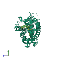 PDB entry 3w0y coloured by chain, side view.