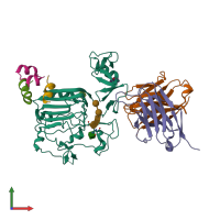 PDB entry 3w12 coloured by chain, front view.