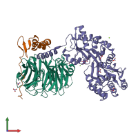 PDB entry 3w15 coloured by chain, front view.