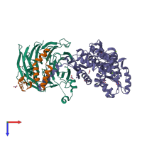 PDB entry 3w15 coloured by chain, top view.
