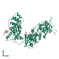 PDB entry 3w1b coloured by chain, front view.
