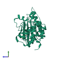 PDB entry 3w1f coloured by chain, side view.