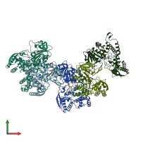 PDB entry 3w1h coloured by chain, front view.