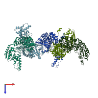 PDB entry 3w1h coloured by chain, top view.