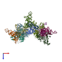 PDB entry 3w1k coloured by chain, top view.