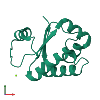 Monomeric assembly 1 of PDB entry 3w1o coloured by chemically distinct molecules, front view.