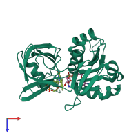 PDB entry 3w2e coloured by chain, top view.