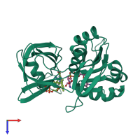 PDB entry 3w2f coloured by chain, top view.