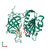 PDB entry 3w2g coloured by chain, front view.