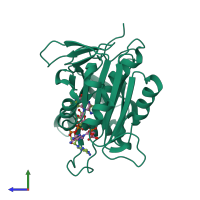 PDB entry 3w2g coloured by chain, side view.