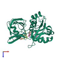 PDB entry 3w2g coloured by chain, top view.