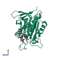 PDB entry 3w2i coloured by chain, side view.